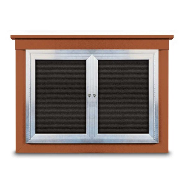 60"x36" 2-Door Enclosed Letterboard, Burgundy/Lt Oak